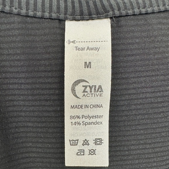 Zyia Active Black V-Neck Mini Stripes Tee Shirt Sz M - Picture 6 of 6